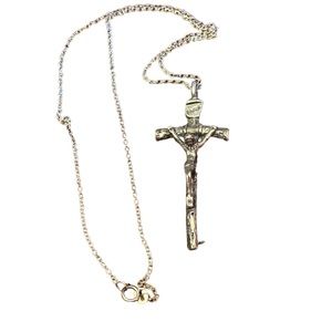 Antique lovely Catholic Italy Crucifix cross Jesus Sterling silver 2” pendant